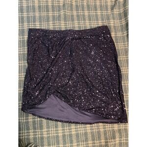 Forever 21+ Black Sequin Y2K Tulip Wrap Mini Skirt Plus Size 3X Party Night Out